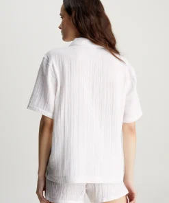 Calvin Klein Top/ Loungeshirt/ Pyjamas<100 WHITE - Textured Cotton S/S T-Shirt