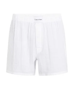 Calvin Klein Shorts/ Loungepants<100 WHITE - Textured Cotton Shorts