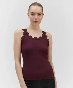 Rosemunde Undertøj<949 WINETASTING - Silk Top Regular W/Vintage Lace