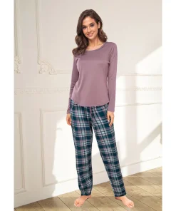 Lady Avenue Top/ Loungeshirt/ Pyjamas<182 WINTER ROSE - Homewear - Cotton & satin Cotton Flannel Pyjamas