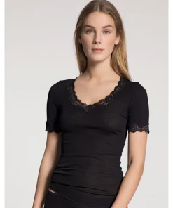 Calida Undertøj<996 WS SCHWARZ - Richesse Lace Top Short-Sleeve