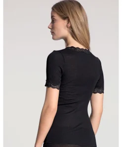Calida Undertøj<996 WS SCHWARZ - Richesse Lace Top Short-Sleeve