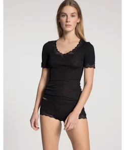 Calida Undertøj<996 WS SCHWARZ - Richesse Lace Top Short-Sleeve