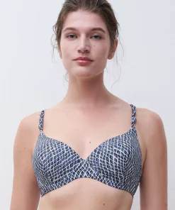 Femilet Bikinier<A45 BLUE REPTILE - Tidra T-shirt Bra