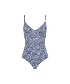 Femilet Badedragter<A45 BLUE REPTILE - Tidra Wirefree Plunge T-shirt Swims.