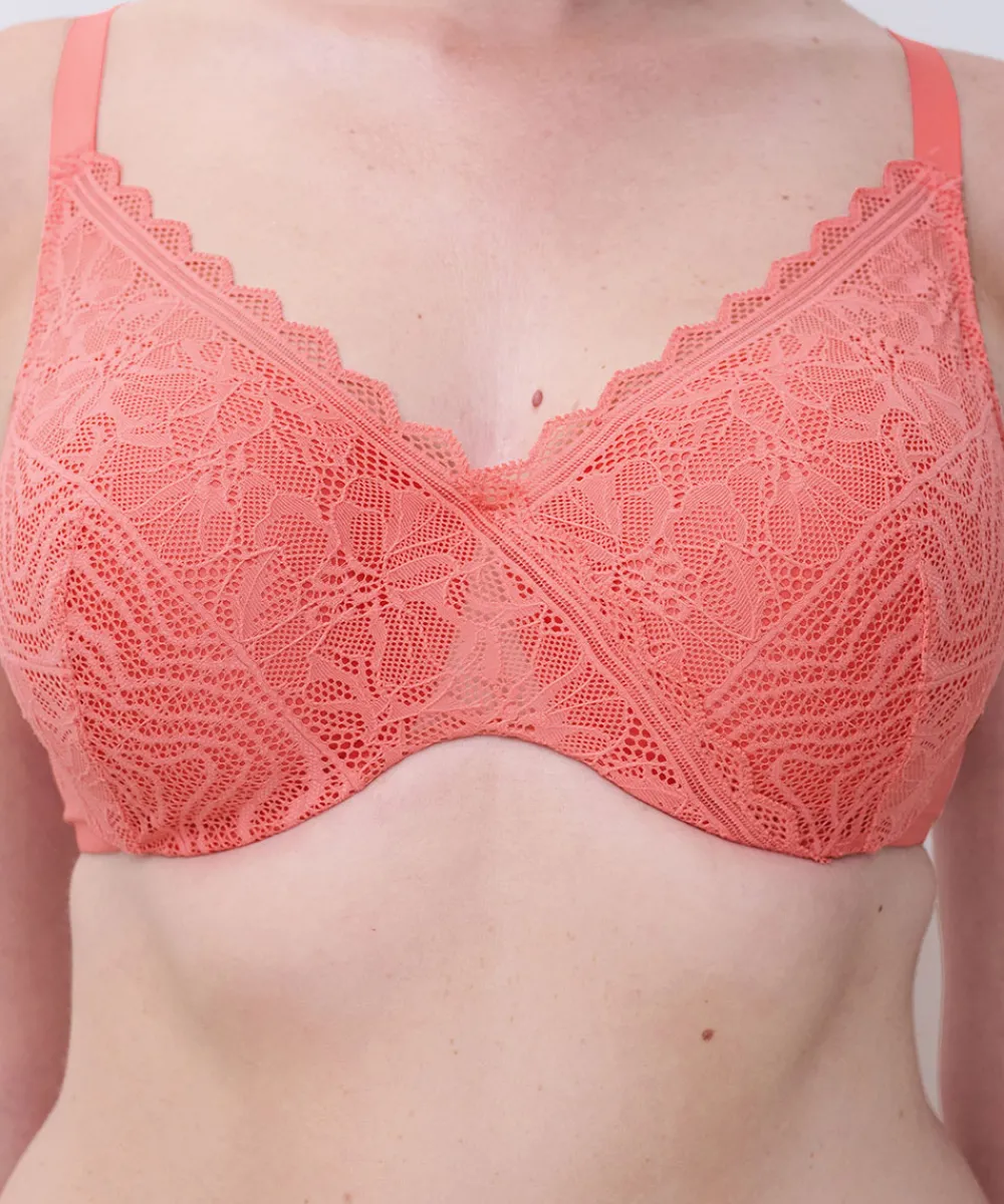 Chantelle Bh'er<0LU CORAL - Floral Touch Covering Memory Bra