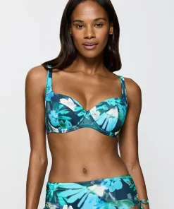 Triumph Bikinier<M025 TURQUOISE - DARK COMBINAT - Summer Fleur Bikini Top W
