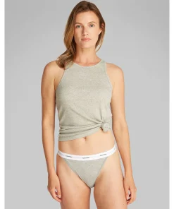 Calvin Klein Trusser<P7A GREY HEATHER - Cotton Strch Rib Mpp Tanga