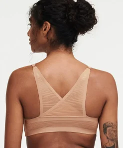 Chantelle Undertøj|Bh'er<00Q CLAY NUDE - Softstretch Stripes Bralette Padded
