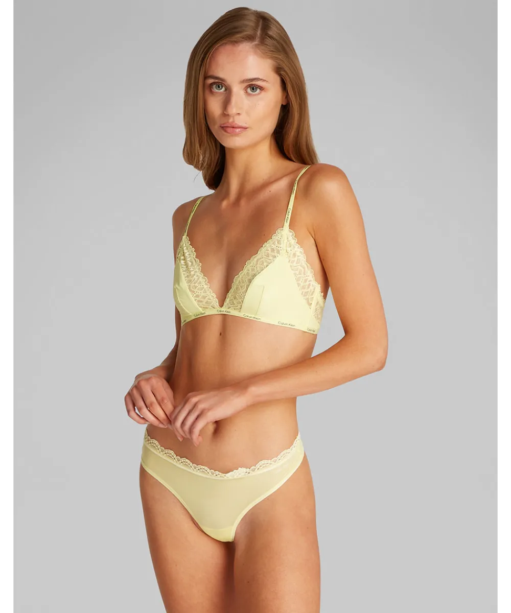 Calvin Klein Trusser<SYC PALE LIME YELLOW - Mf Stretch W Lace Thong