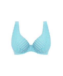 Freya Bikinier<TUR STRIPE TURQUOISE - Jewel Cove Uw High Apex Bikini Top