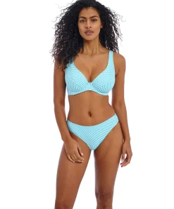 Freya Bikinier<TUR STRIPE TURQUOISE - Jewel Cove Uw High Apex Bikini Top