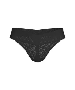 Calvin Klein Trusser<UB1 BLACK - Logo Lace Trim Thong
