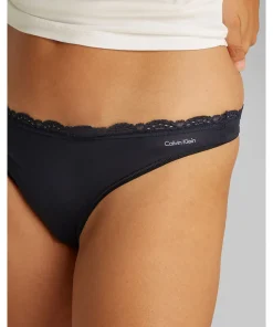Calvin Klein Trusser<UB1 BLACK - Mf Stretch W Lace Thong