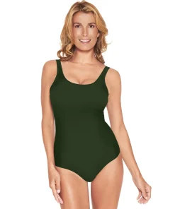 Wiki Protesebadetøj|Badedragter<W076 OLIVE - Isabella - Classic Swimsuit Isabella - Classic