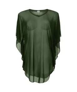 Wiki Strandtøj<W076 OLIVE - Swimwear Beach Poncho