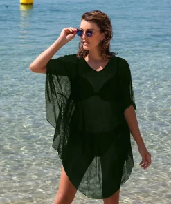 Wiki Strandtøj<W076 OLIVE - Swimwear Beach Poncho